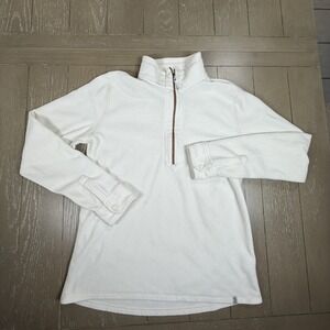 Stio Fleece Pullover Womens Large White Sherpa Quarter Zip Camping Ski Hiking